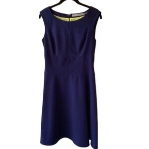 Marc New York Andrew Mark Fit & Flare Sleeveless Dress Size 6 Blue Career Office